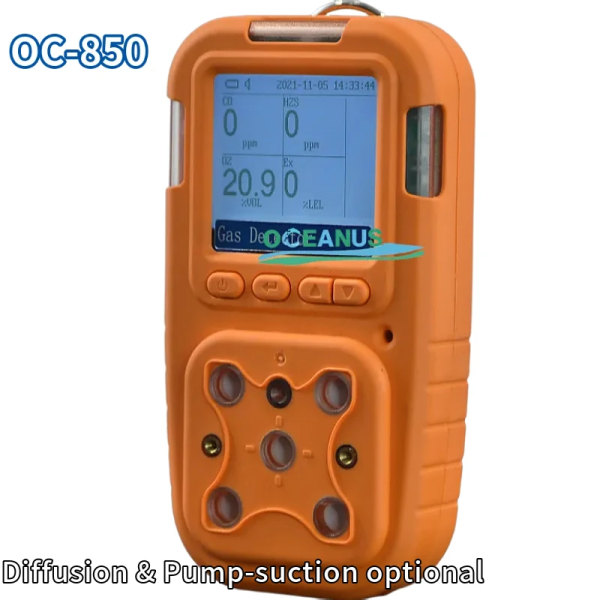 OC-850 Factory Handheld 5-in-1 Industrial Gas Detector O2 CO NOX SO2 Gas Sensor Leak Monitoring Device IP65 Safety Certified