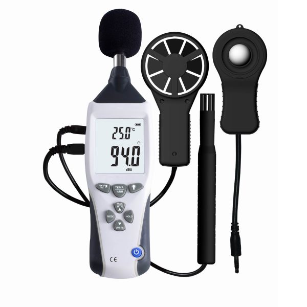 OC-965 5-in-1 Multifunctional Environment Meter Sound Light Wind Temp Humidity Tester Industrial & Household Use