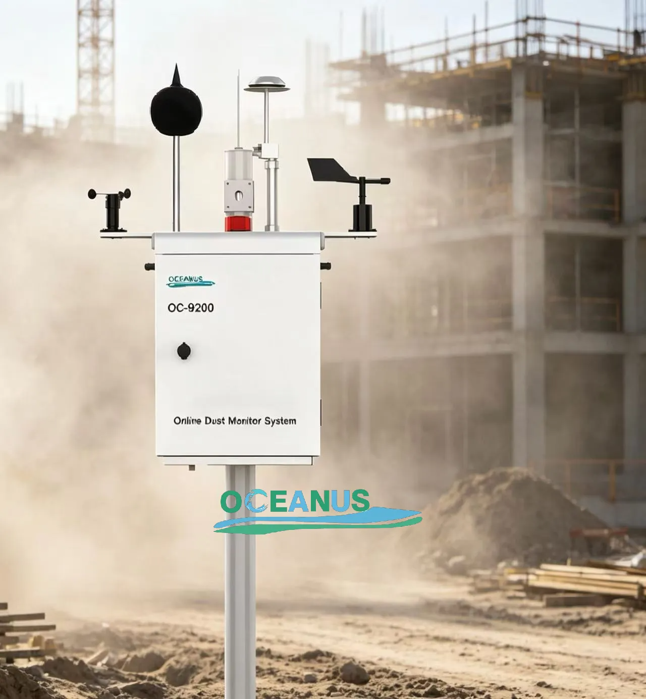 OC-9200 Outdoor Dust Monitor PM2.5 PM10 TSP Noise IP55 Pump Suction 4G Cloud Transmission Construction & Industrial Dust Monitoring Use