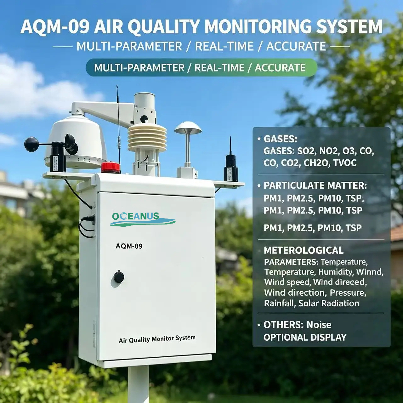 AQM-09 Industrial Ambient air Quality Monitoring Station Solar Powered for Outdoor Emission Monitoring - Image 2