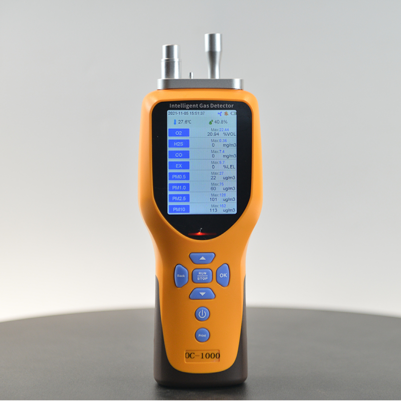 OC-1000 Handheld 5-in-1 Gas Detector O2 CO CO2 H2S PM Real-time Dust & Toxic Gas Analyzer for Factory Safety Inspection